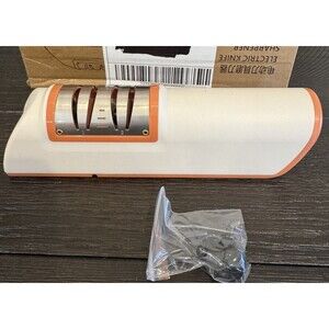 New Electric Knife Sharpener Battery Operated Orange/White